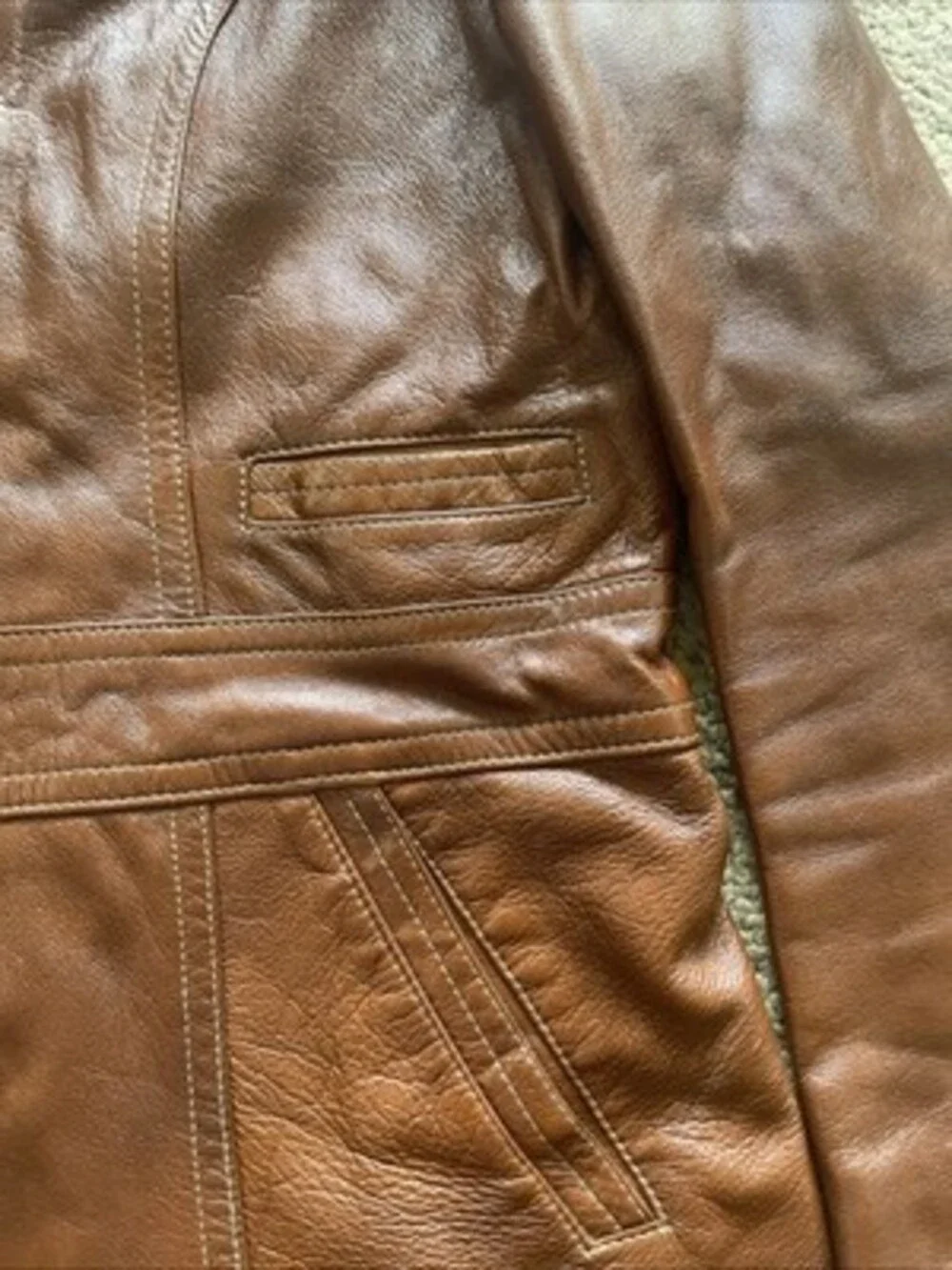 Vintage 70s 100% Cabretta Glove Leather Jacket Blazer Brown Size 44